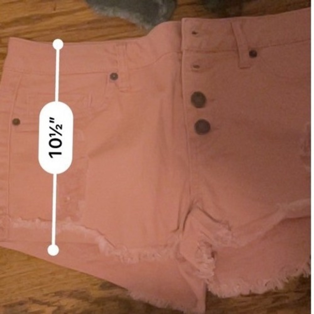 Forever 21 Los Angeles Distressed Denim Shorts Bundle Pink Olive Green Size 28 - Picture 6 of 6